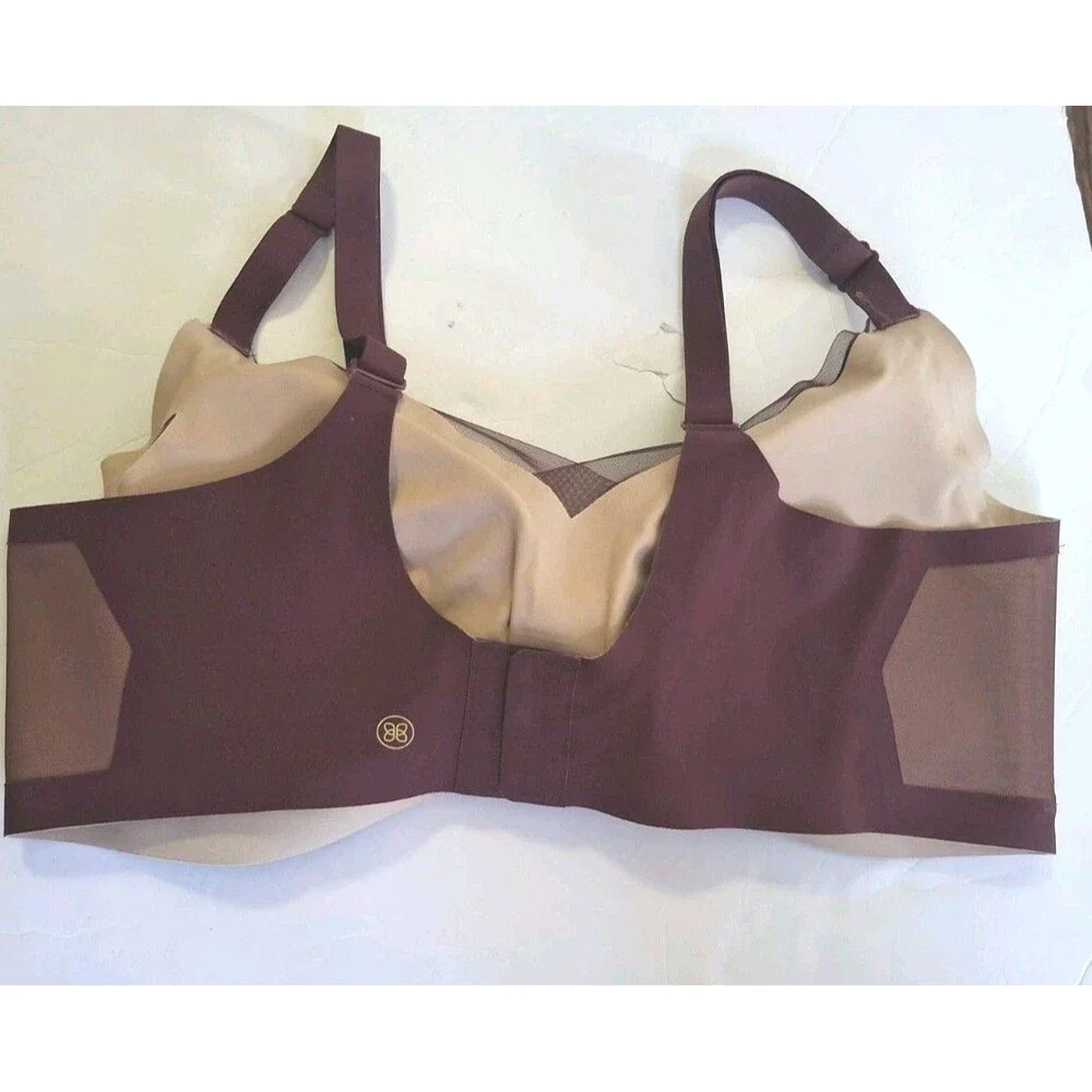 Honeylove Crossover Wireless Bra Size 1X Maroon Red Tan Padded Lightly Lined - Picture 3 of 9